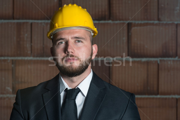 Portrait Of Happy Young Foreman With Hard Hat Stock photo © Jasminko
