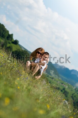 mother with son sitting and spreading love Stock photo © Jasminko