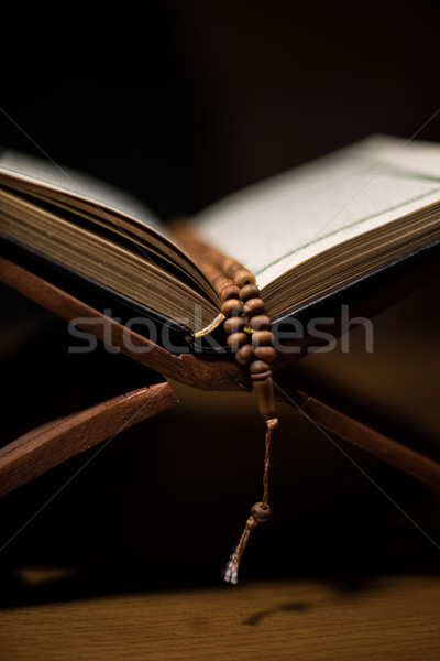 pages of holy koran and rosary at the book Stock photo © Jasminko