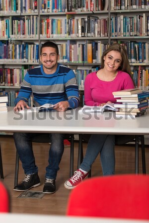 Ludzi studia biblioteki portret mądry studentów Zdjęcia stock © Jasminko