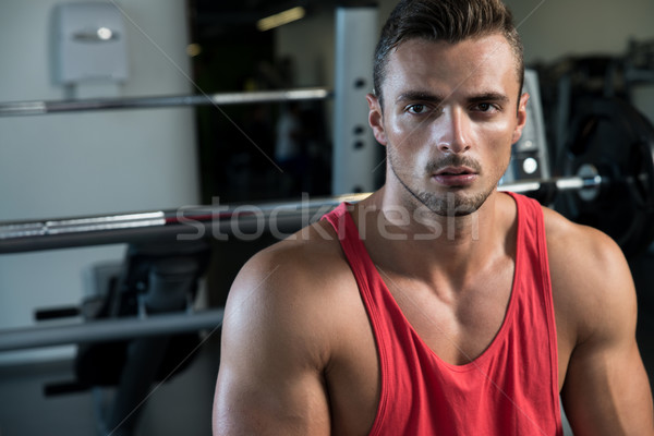 скамейке моде портрет мужчины туловища спортсмена Сток-фото © Jasminko