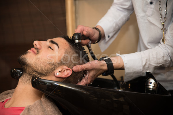 Smiling Man Having His Hair Washed At Hairdresser's Stock photo © Jasminko