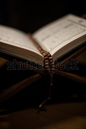 pages of holy koran and rosary at the book Stock photo © Jasminko