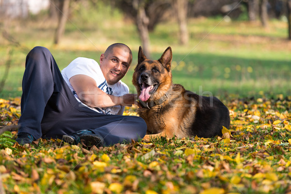 Man With Dog German Shepherd Stock photo © Jasminko