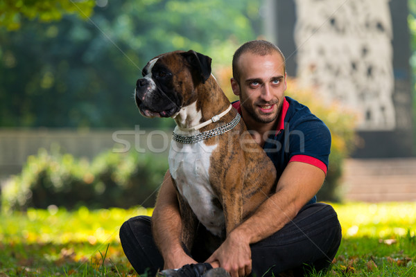 Man And His German Boxer Stock photo © Jasminko