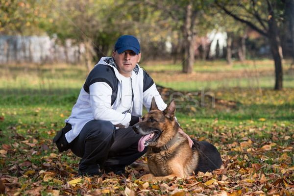 Man And His Dog German Shepherd Stock photo © Jasminko