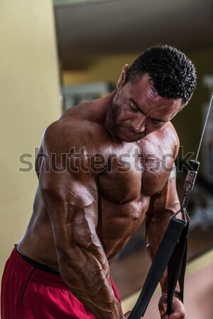 male bodybuilder posing in black shirt without sleeves Stock photo © Jasminko