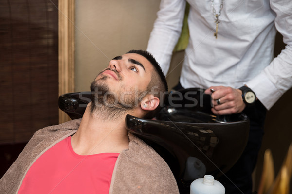 Fodrász mosás férfi fej fodrász bolt Stock fotó © Jasminko