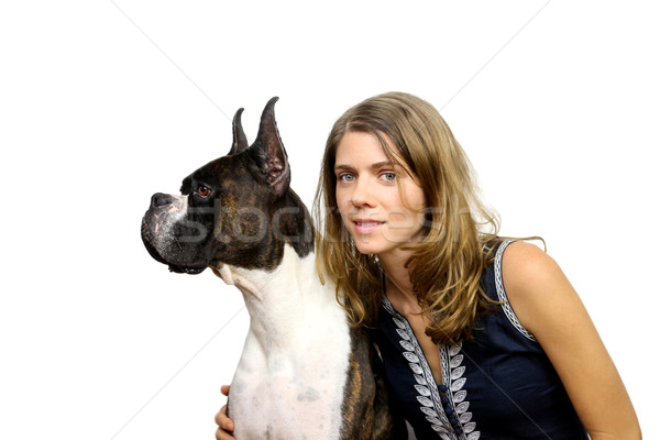 女性 犬 若い女性 ボクサー 愛 ストックフォト © javiercorrea15