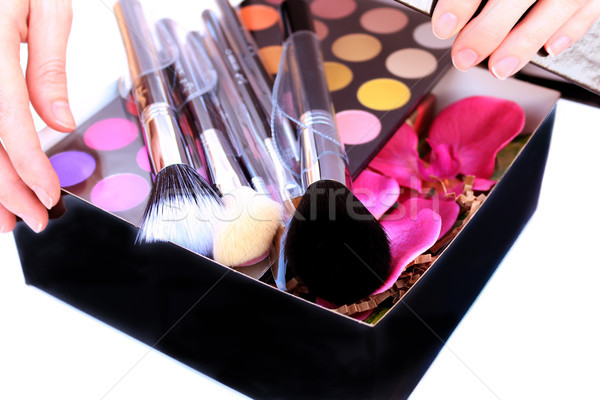 Stockfoto: Geschenkdoos · make · binnenkant · vrouw · opening · cosmetica