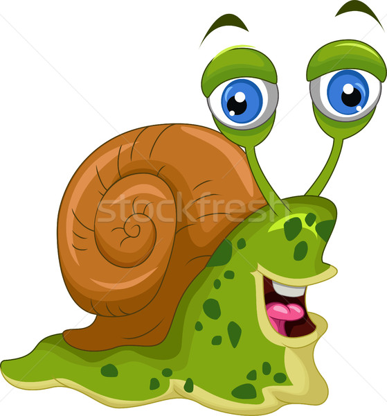 Stock foto: Cute · Schnecke · Karikatur · Lächeln · Natur · home