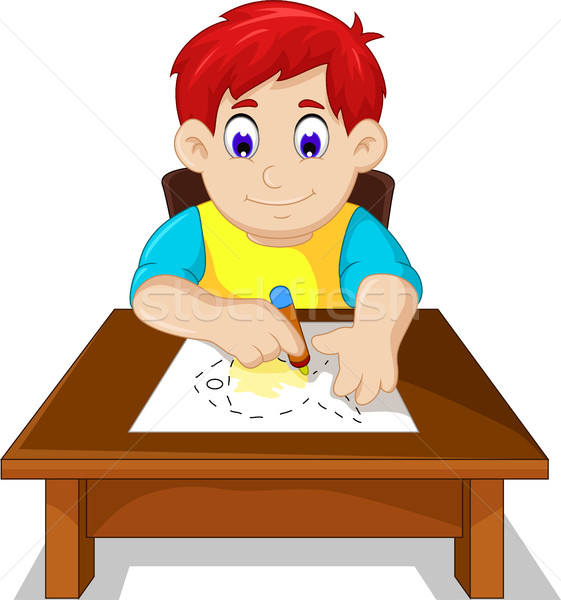 cute boy child cartoon drawing fish Stock photo © jawa123