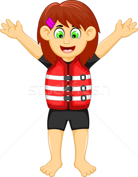 funny girl cartoon wearing life jacket Stock photo © jawa123