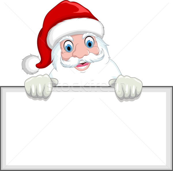 Santa clause cartoon holding blank sign Stock photo © jawa123