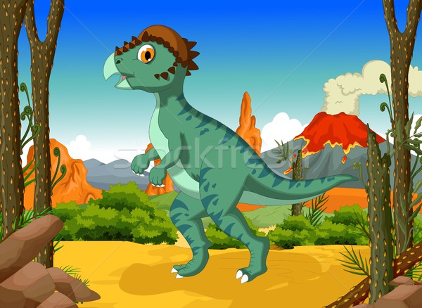 Funny dinosaurio Cartoon forestales paisaje árbol Foto stock © jawa123