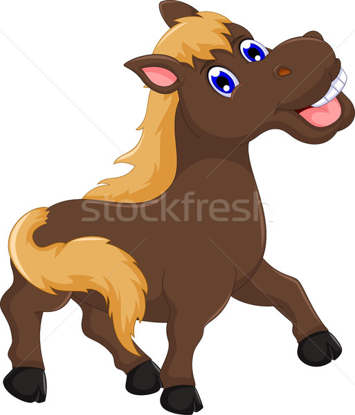 fofa cavalo desenho animado pulando pose 25883738 Vetor no Vecteezy