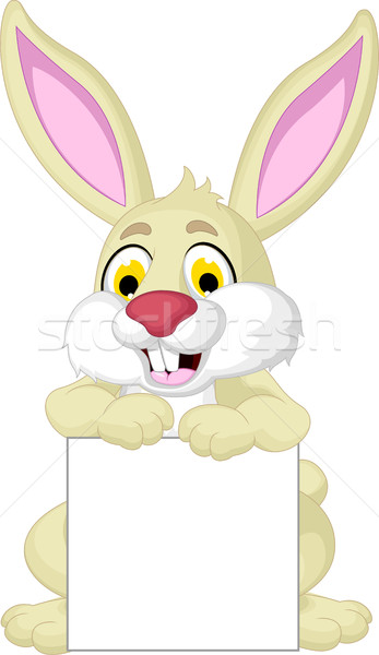 cute rabbit cartoon posing with blank sign Stock photo © jawa123