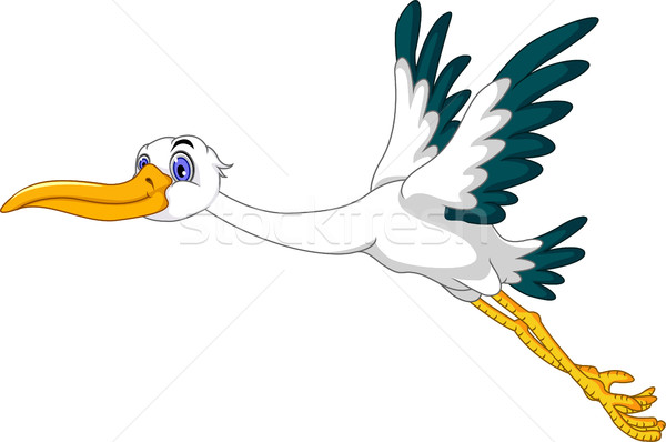 Drăguţ barză desen animat care zboară pasăre animal Imagine de stoc © jawa123