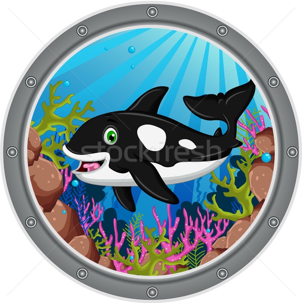 Moordenaar walvis cartoon frame oceaan speelgoed Stockfoto © jawa123