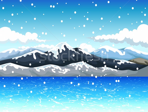 ストックフォト: 美 · 雪 · 山 · デザイン · 空 · ツリー