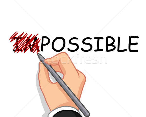 ストックフォト: 手 · 書く · 可能 · 不可能 · ビジネス · ペン
