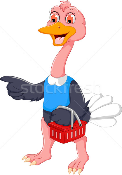 funny ostrich cartoon carrying shopping baskets Stock photo © jawa123