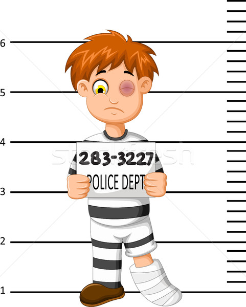 Stockfoto: Mannelijke · gevangene · cartoon · hoogte · metaal · recht