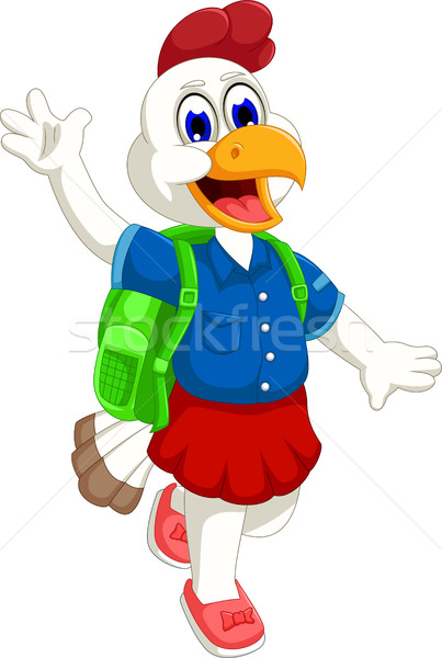 funny hen cartoon going to school Stock photo © jawa123