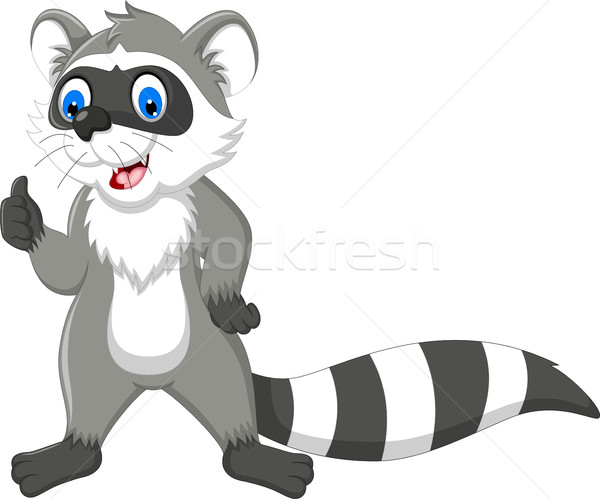 Raccoon desen animat deget mare in sus mână ochi Imagine de stoc © jawa123