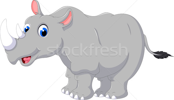 Drăguţ rinocer desen animat prezinta copil zâmbet Imagine de stoc © jawa123