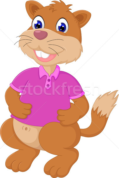 cute marmot cartoon standing with smile Stock photo © jawa123