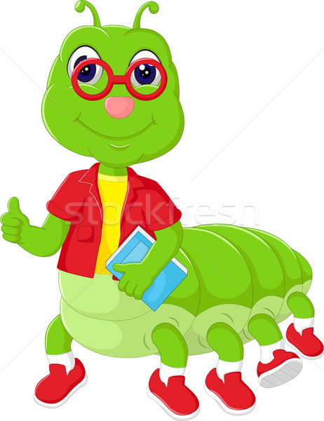 cute caterpillar cartoon posing with smile and thumb up Stock photo © jawa123