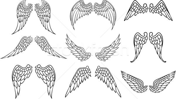 Vleugels · ingesteld · · abstract · retro · silhouet - vector © jawa123 (#7352811) | Stockfresh