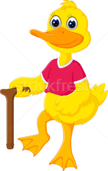 funny duck cartoon standing bring stick with smile Stock photo © jawa123