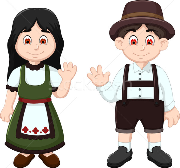 Cute Couple German waving in National Clothes Stock photo © jawa123