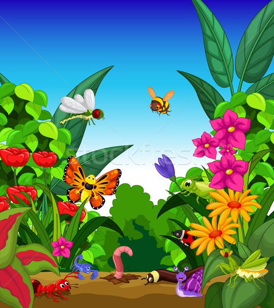 Coleção insetos jardim de flores natureza fundo verão Foto stock © jawa123