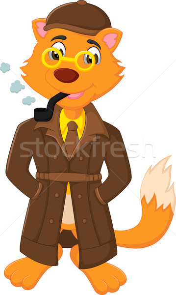 handsome fox cartoon standing with smoke Stock photo © jawa123