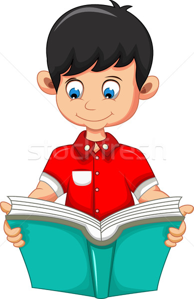 boy cartoon reading book for you design Stock photo © jawa123