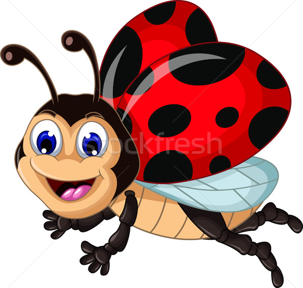 Grappig lieveheersbeestjes vliegen cartoon glimlach abstract Stockfoto © jawa123