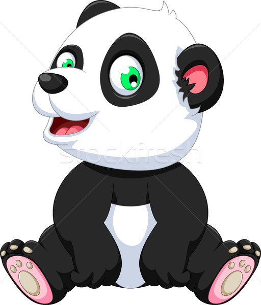Panda quadrado bonito dos desenhos animados. Conjunto de animais vetores  imagem vetorial de BabySofja.gmail.com© 187875074