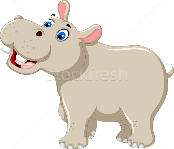 funny hippo cartoon smiling Stock photo © jawa123