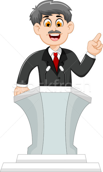 cute cartoon politician speaking behind the podium Stock photo © jawa123