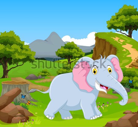 funny hippo cartoon in the jungle Stock photo © jawa123