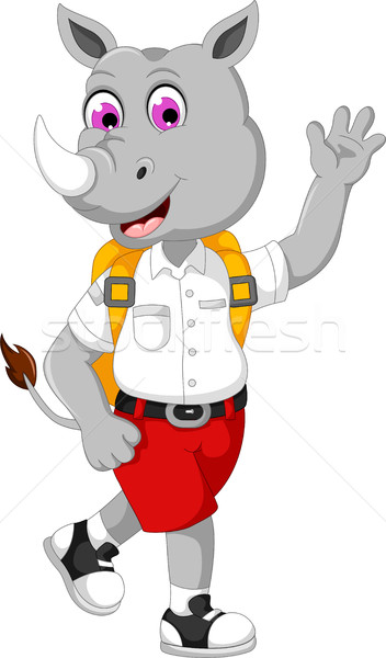 funny male rhino cartoon going to school Stock photo © jawa123