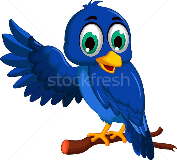 cute blue bird cartoon presenting Stock photo © jawa123