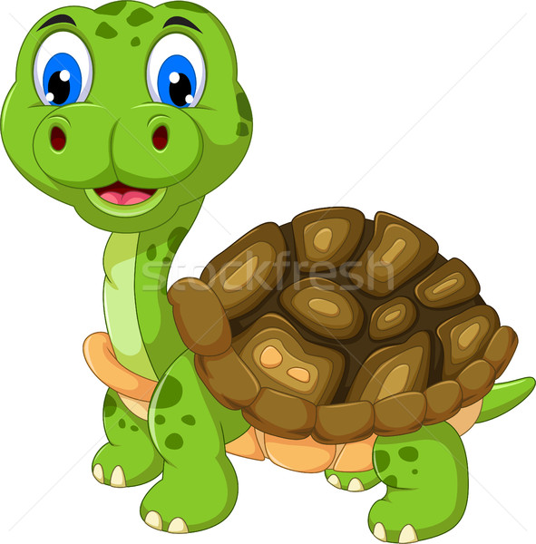Stockfoto: Gesneden · cartoon · schildpad · gelukkig · wereld · teken