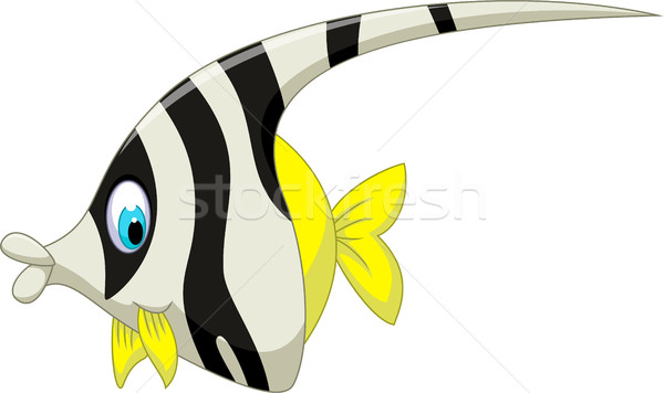 Stock photo: funny black and white angel fish cartoon