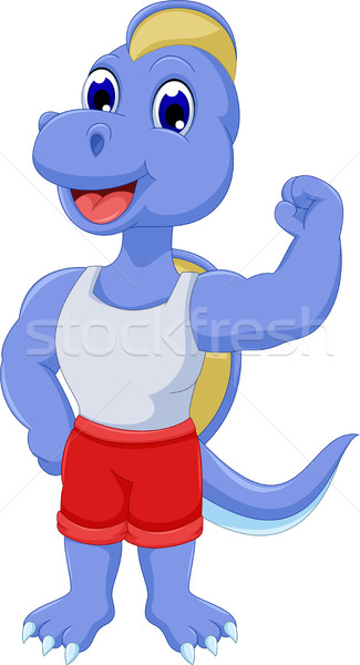 cute dinosaur athlete cartoon posing Stock photo © jawa123
