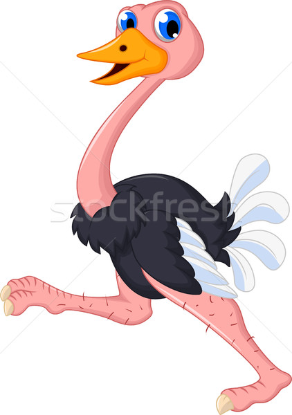 страус Cartoon работает птица улыбаясь Постоянный Сток-фото © jawa123