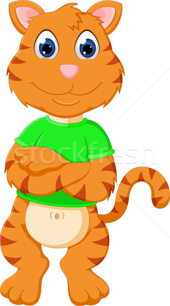 Stock photo: cute baby tiger cartoon standing with smile